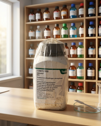 Potassium Dihydrogen Phosphate EMSURE® ISO 104873 ukuran 250g dari Supelco Merck merupakan bahan kimia laboratorium berkualitas tinggi untuk kebutuhan buffer, analisis kimia, quality control, penelitian, dan aplikasi laboratorium profesional.