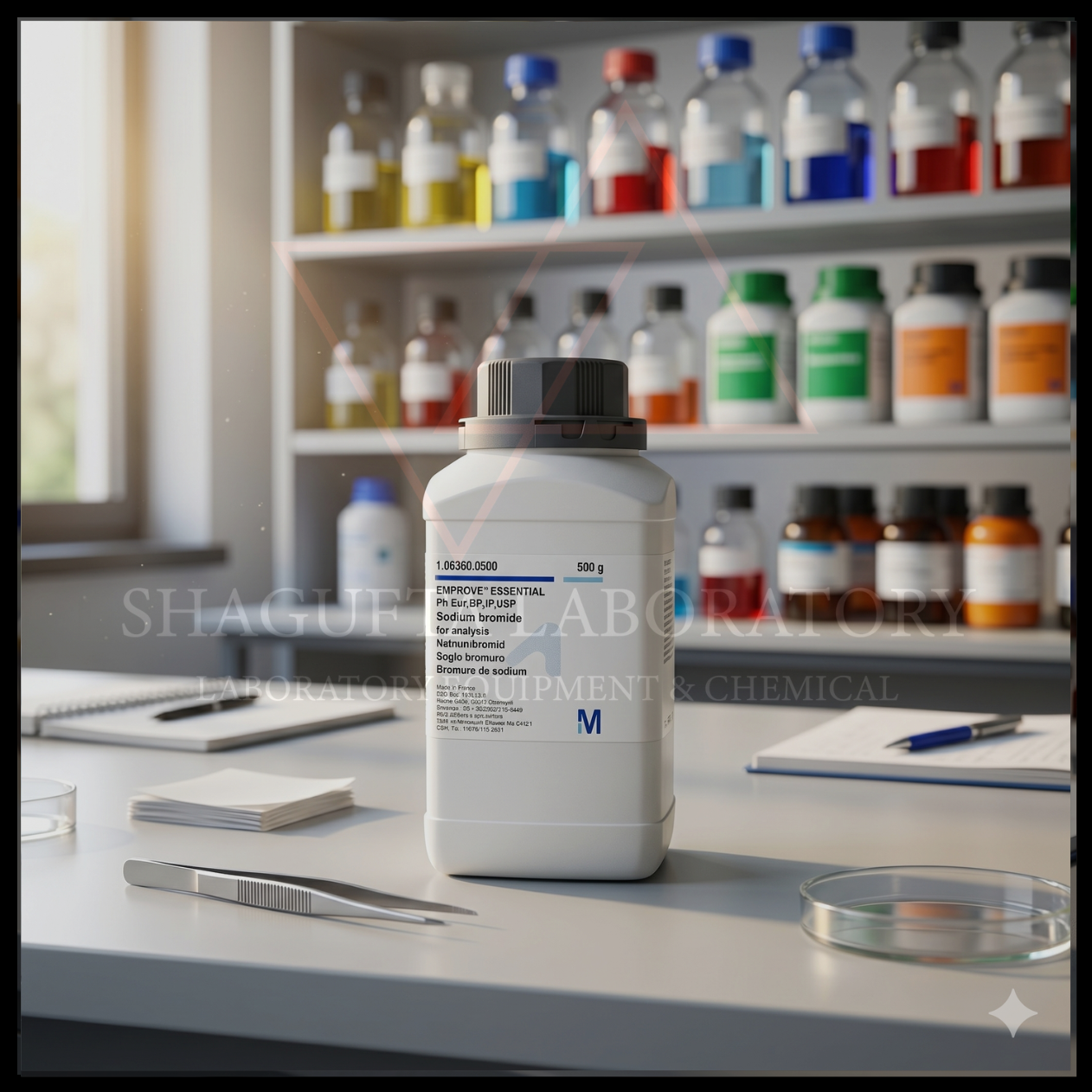 Sodium Bromide EMPROVE® ESSENTIAL merupakan bahan kimia analytical dan pharmaceutical grade berkualitas tinggi untuk kebutuhan laboratorium, industri farmasi, quality control (QC), penelitian, dan aplikasi industri profesional.