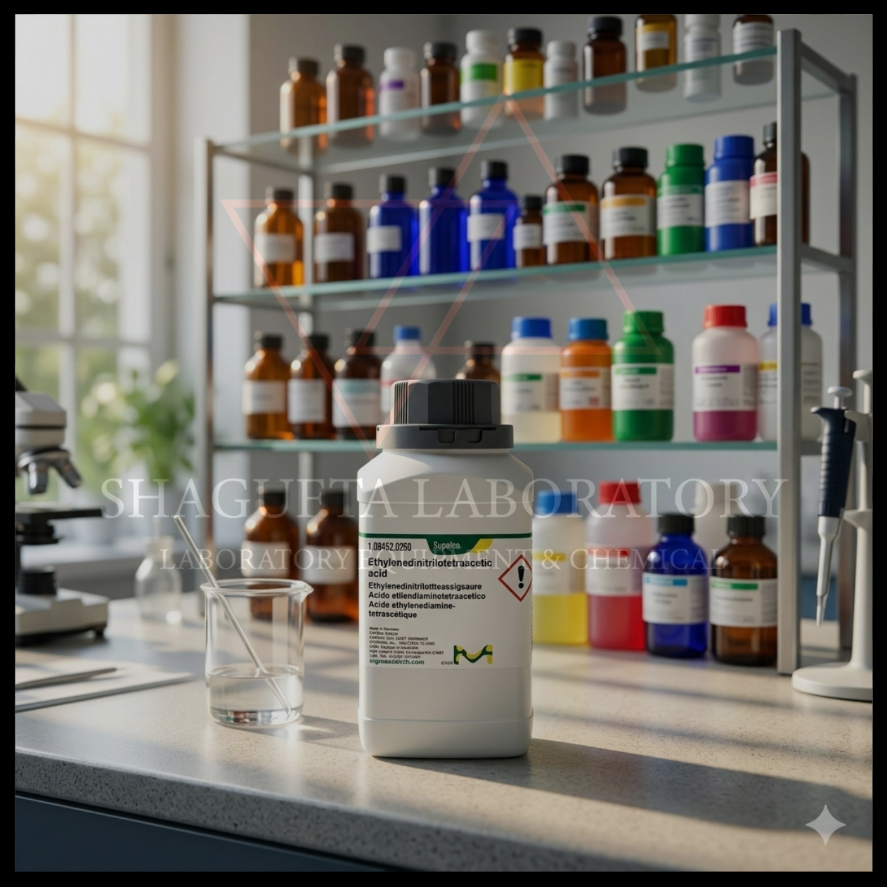 Supelco Ethylenedinitrilotetraacetic Acid 108452 merupakan bahan kimia laboratorium berkualitas tinggi untuk aplikasi analisis kimia, titrasi kompleksometri, preparasi reagen, quality control, dan penelitian ilmiah. Cocok digunakan pada laboratorium industri, pendidikan, farmasi, dan institusi penelitian profesional.
