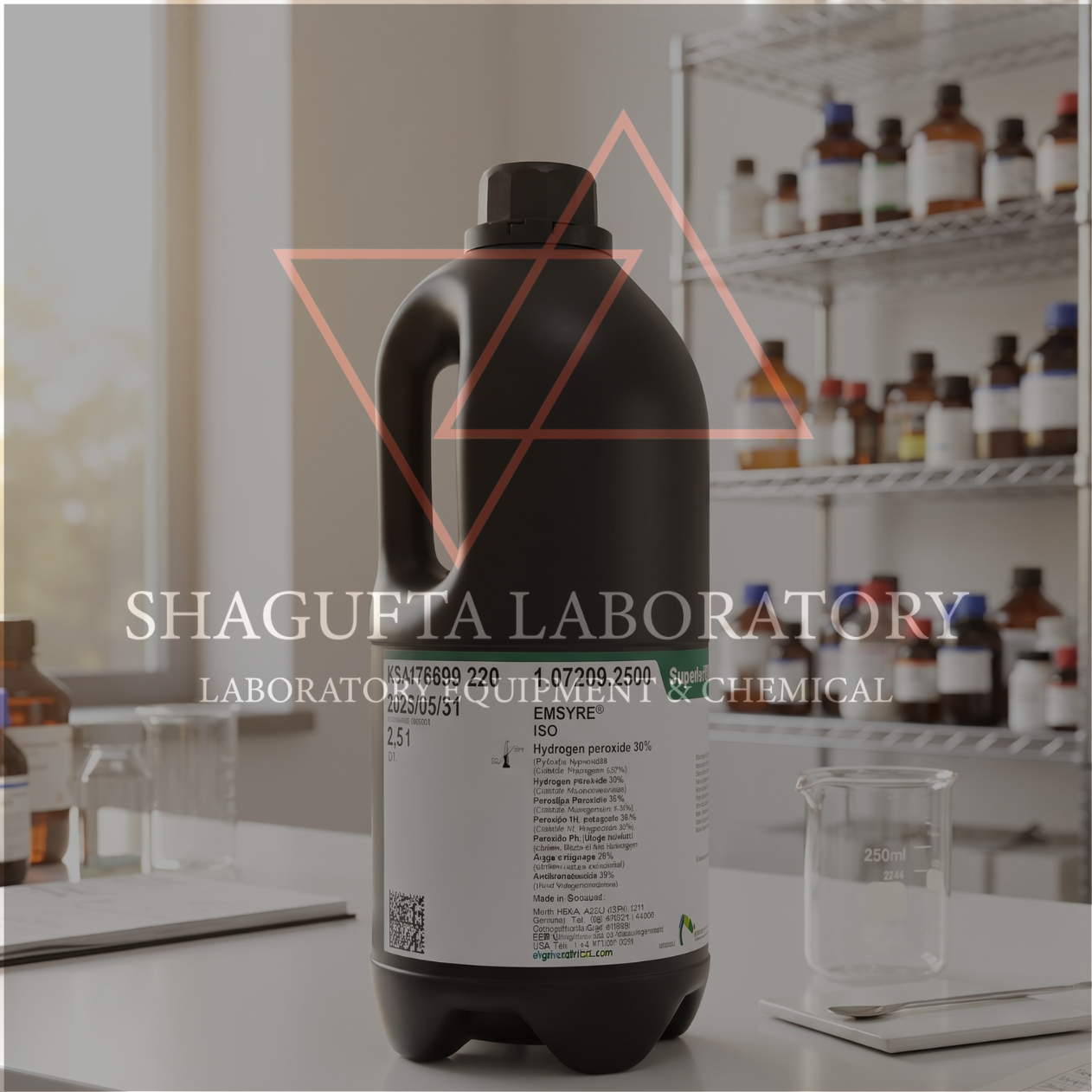 Hydrogen Peroxide 30% 2,5L 107209 – H₂O₂ Laboratory Grade untuk Analisis, Penelitian, QC & Industri | SHAGUFTA LABORATORY